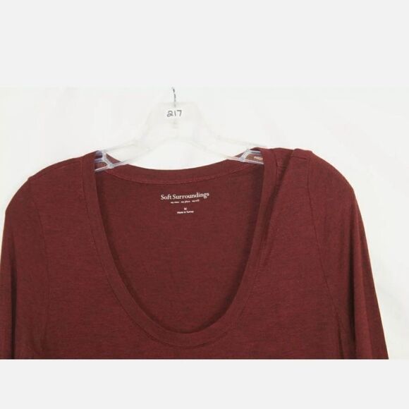 Soft Surroundings Velvet Side Tunic Top Size Medium Burgundy Maroon Long Sleeve. - Picture 6 of 8